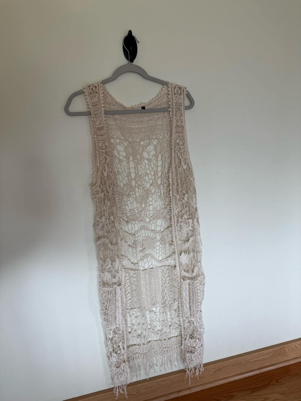 Brave Soul Cream Crochet Lace Vest